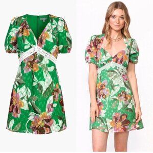 Adelyn Rae Green Floral Mini Dress